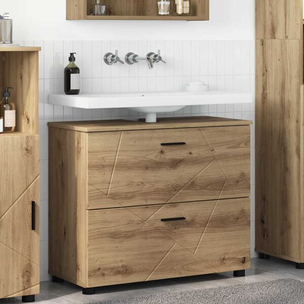 vidaXL Badezimmerschrank mit Speicher Artisan-Eiche 76,5 x 35 x 64 cm