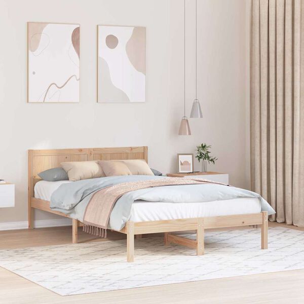 vidaXL Bettgestell Braun 120 x 190 cm Massivholz Kiefer