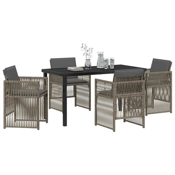 vidaXL Garten Essgruppe 5 pcs Grau Pulverbeschichteter Stahl