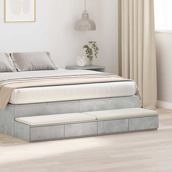 vidaXL Bettschubladen Beton Grau 135 x 36,5 x 16,5 cm Holzwerkstoff