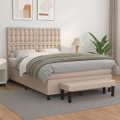 vidaXL Boxspringbett Matratze Cappuccino-Braun 140x190cm Kunstleder