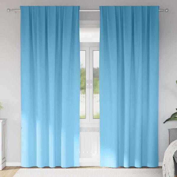 vidaXL Verdunkelungs-Vorh&auml;nge mit Ringen 2 pcs Himmelblau 245 x 140 cm