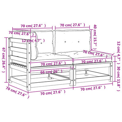 vidaXL Gartensofa mit Kissen 2-Sitzer Massivholz Kiefer