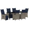 vidaXL Tisch- und Stuhlset mit Kissen 7 pcs Grau PE-Rattan