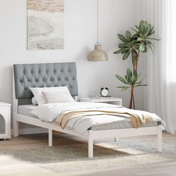 vidaXL Bettgestell mit gepolstertem Kopfteil Wei&szlig; 90 x 190 cm