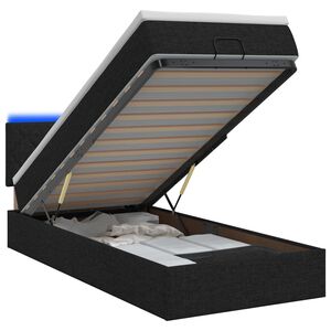 vidaXL Ottoman-Bett mit Matratze und LED Schwarz 80 x 200 cm Stoff