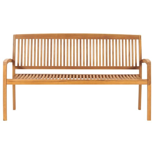 vidaXL Stapelbare Gartenbank mit Auflage 159 cm Massivholz Teak