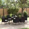 vidaXL Garten Essgruppe mit Kissen 7 pcs Schwarz Poly-Rattan