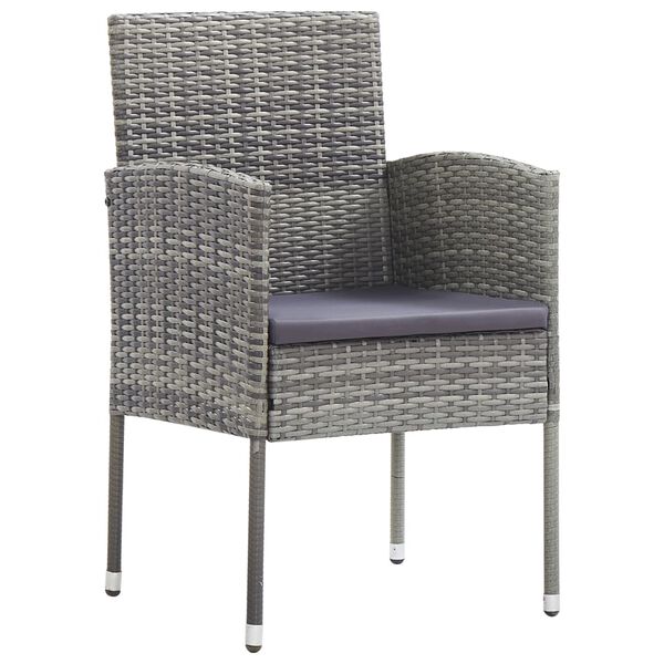 vidaXL 7-tlg. Garten-Essgruppe Grau und Schwarz Poly Rattan und Stahl