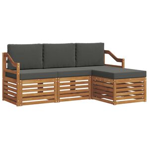 vidaXL Outdoor-Sofagarnitur 4 stk. Natur und Anthrazit