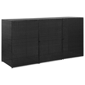 vidaXL M&uuml;lltonnenbox f&uuml;r 3 Tonnen Schwarz 229x78x120 cm Poly Rattan