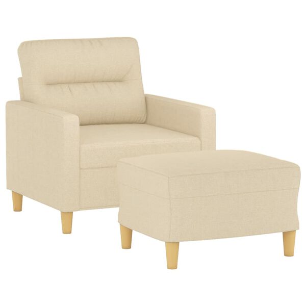 vidaXL Sessel mit Hocker Creme 60 cm Stoff