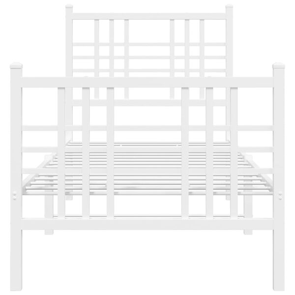 vidaXL Bettgestell mit Kopf- und Fu&szlig;teil Metall Wei&szlig; 80x200 cm