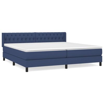 vidaXL Boxspringbett mit Matratze Blau 200x200 cm Stoff