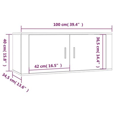 vidaXL TV-Wandschränke 3 Stk. Räuchereiche 100x34,5x40 cm