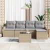 vidaXL Sofa Set mit Kissen 6 pcs Beige und Hellgrau Poly-Rattan