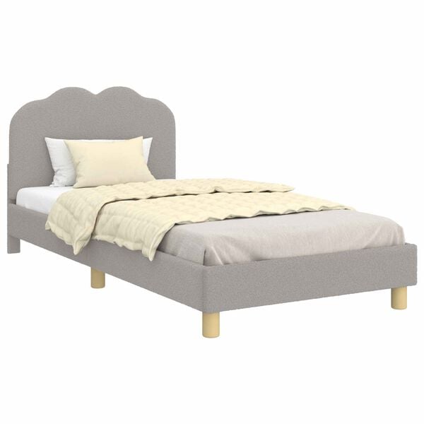 vidaXL Kinderbettgestell mit Kopfteil Hellgrau 90 x 190 cm Schafstoff