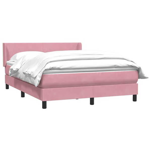 vidaXL Boxspringbett mit Matratze Rosa 140x220 cm Samt