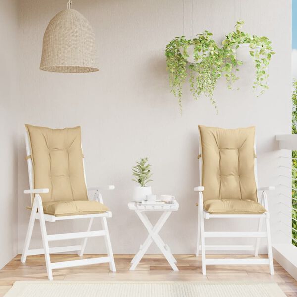 vidaXL Hochlehner-Auflagen 2 Stk. Melange Beige 120x50x7 cm Stoff