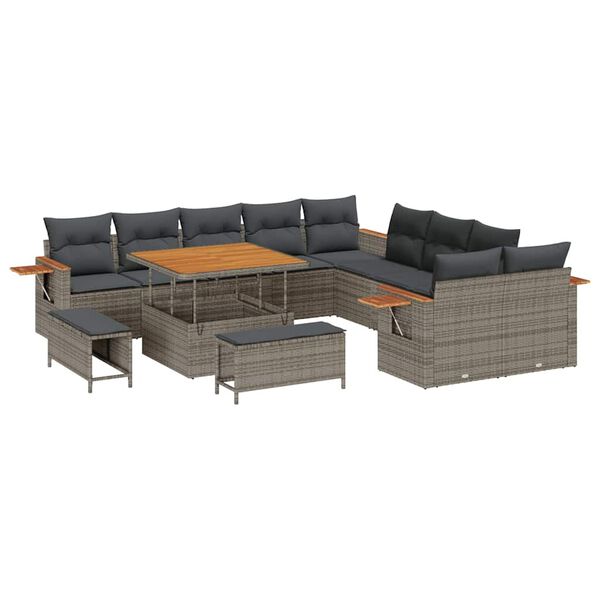 vidaXL Garten-Sofa-Set mit Kissen 13 pcs Grau