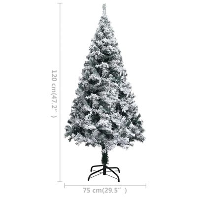 vidaXL Künstlicher Weihnachtsbaum mit Beleuchtung & Schnee Grün 120 cm