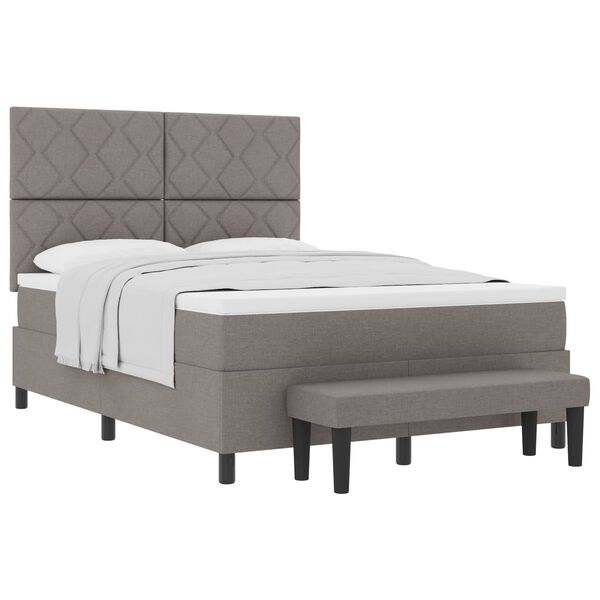 vidaXL Boxspringbett mit Kopfteil Taupe 160 x 200 cm Stoff