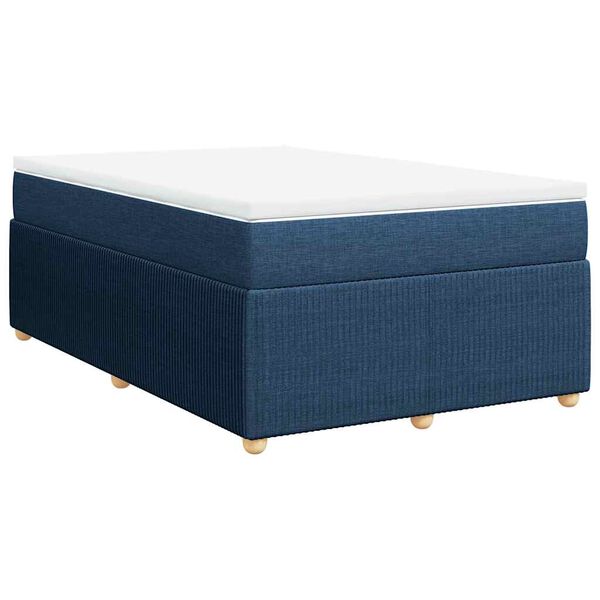 vidaXL Boxspringbett mit Matratze Blau 120x200 cm Stoff