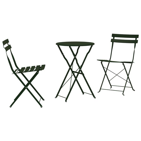 vidaXL Klapp Bistro Set 3 pcs Dunkelgrün Stahl