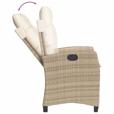 vidaXL 7-tlg. Garten-Essgruppe mit Kissen Beige Poly Rattan