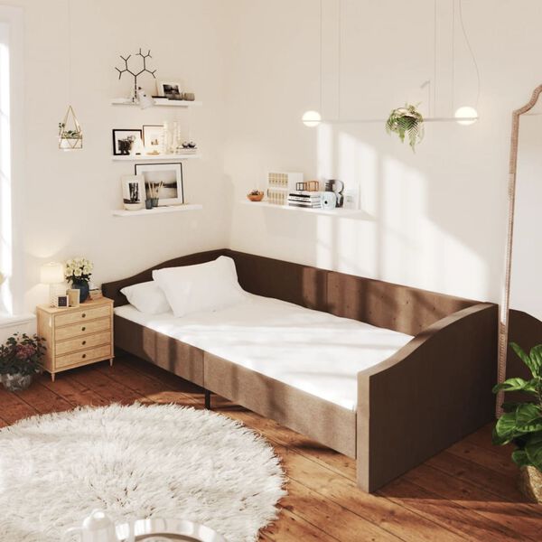 vidaXL Tagesbett mit Matratze USB Dunkelbraun Stoff 90x200 cm