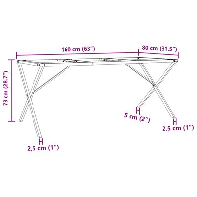 vidaXL Esstisch-Gestell in X-Form 160x80x73 cm Gusseisen