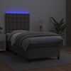 vidaXL Boxspringbett mit Matratze & LED Grau 80x200 cm Kunstleder