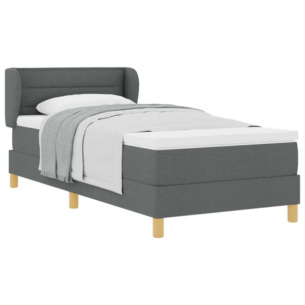 vidaXL Boxspringbett mit Matratze Dunkelgrau 100 x 200 cm Stoff