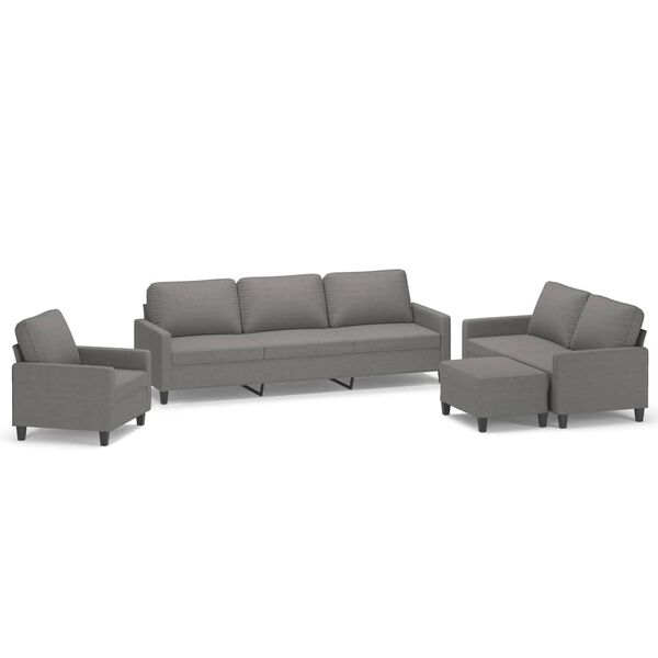 vidaXL 4-tlg. Sofagarnitur mit Kissen Dunkelgrau Stoff
