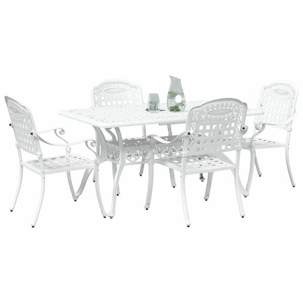 vidaXL Garten Essgruppe 5 pcs Wei&szlig; Aluminium