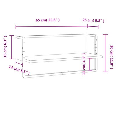 vidaXL Wandregal mit Stange Sonoma-Eiche 65x25x30 cm