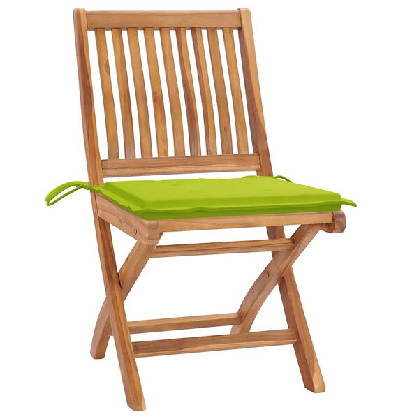 vidaXL Klappbare Gartenst&uuml;hle mit Kissen 6 Stk. Massivholz Teak