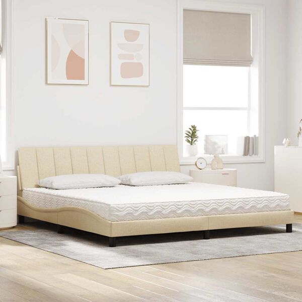 vidaXL Bett mit Matratze "Hanko" Creme 200x200 cm Stoff