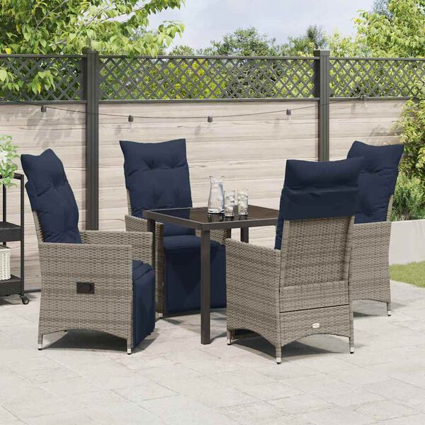 vidaXL Garten Essgruppe 5 pcs Grau Poly-Rattan