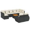 vidaXL 10-tlg. Garten-Sofagarnitur mit Kissen Schwarz Poly Rattan