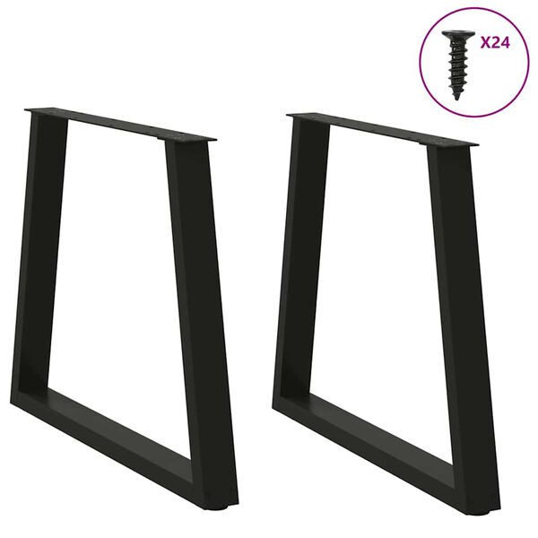 vidaXL Esstisch Beine V-Form 2 St&uuml;ck Schwarz 70x(72-73,3) cm Stahl