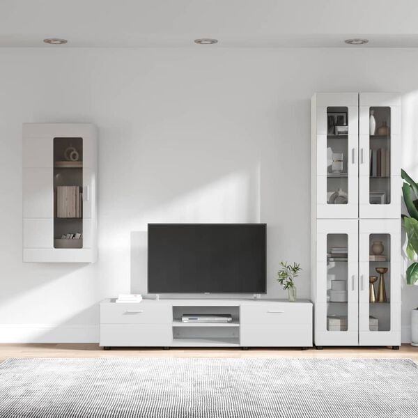 vidaXL TV-Schrankset mit Schubladen mit Regal Wei&szlig; Holzwerkstoff