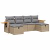 vidaXL 6-tlg. Garten-Sofagarnitur mit Kissen Beige Poly Rattan