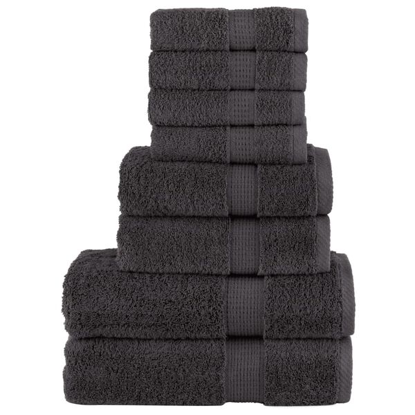 vidaXL 8 tlg. Premium-Handtuch-Set SOLUND Anthrazit 600 g/m&sup2;