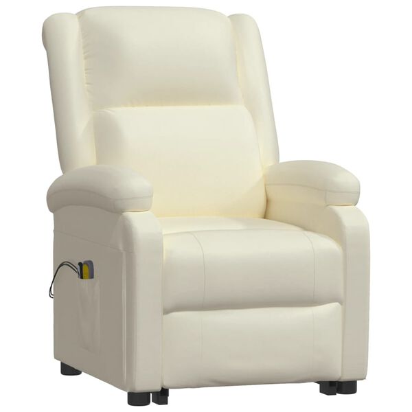 vidaXL Massagesessel mit Aufstehhilfe Creme Kunstleder