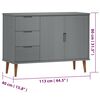 vidaXL Sideboard MOLDE Grau 113x40x80 cm Massivholz Kiefer