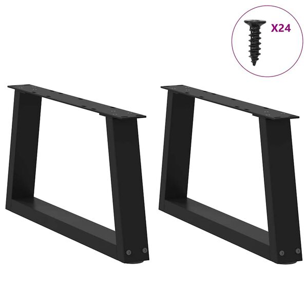 vidaXL Couchtischbeine V-Form 2 St&uuml;ck Schwarz 60x(30-31,3) cm Stahl