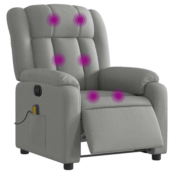 vidaXL Massagesessel Elektrisch Hellgrau Stoff