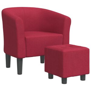 vidaXL Clubsessel mit Fu&szlig;hocker Weinrot Stoff
