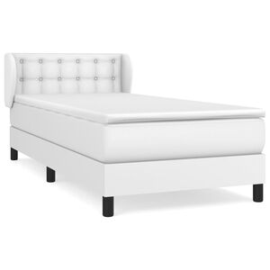 vidaXL Boxspringbett mit Matratze Wei&szlig; 100x200 cm Kunstleder